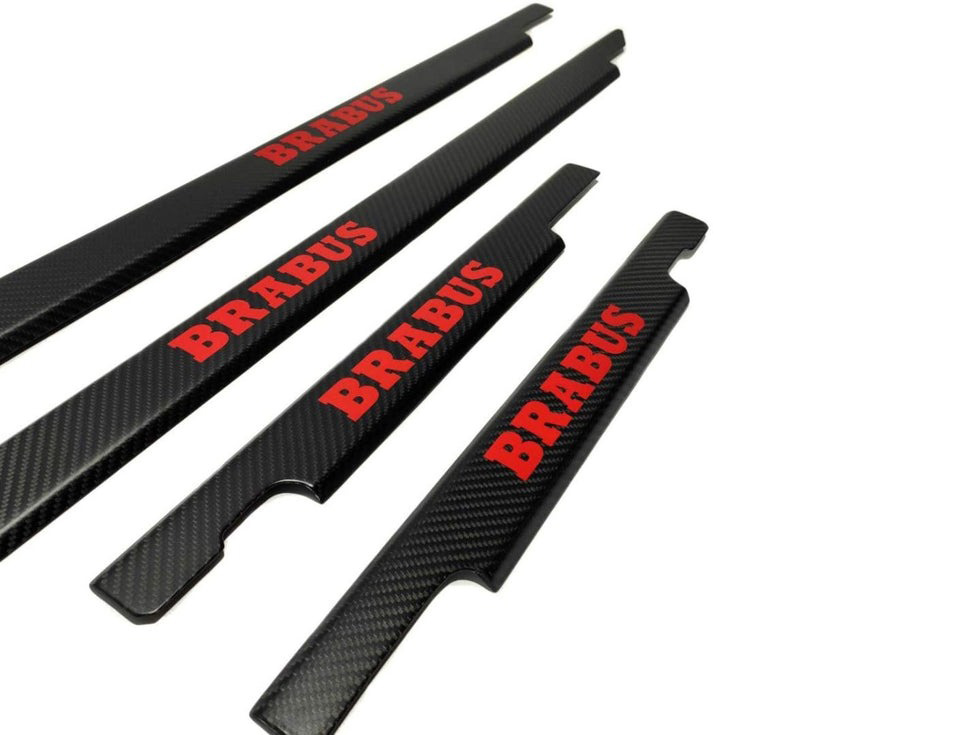 Mercedes-Benz W463 G-Class Red Brabus Logo Carbon Fiber Door Sills Set 4 pcs
